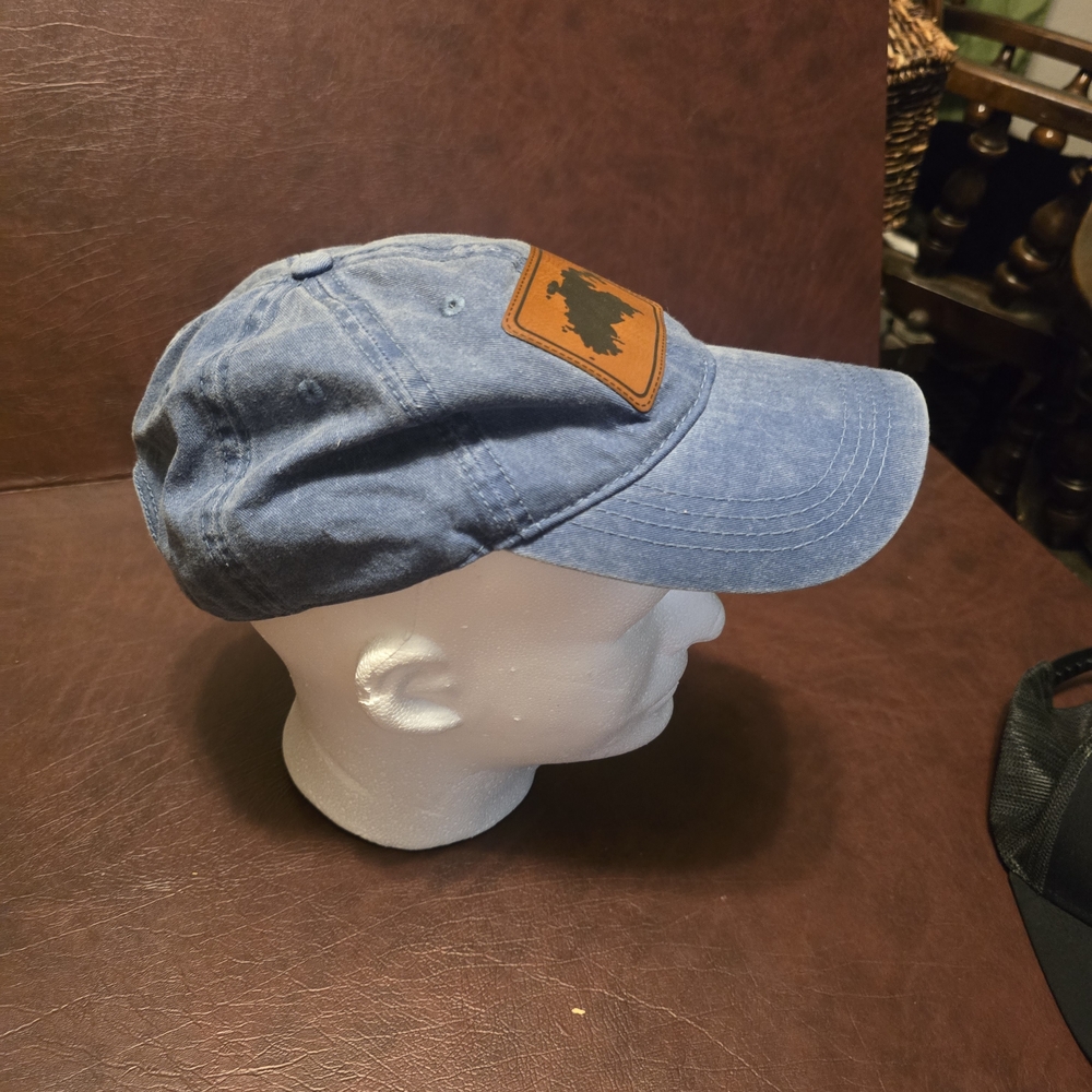Blue Denim Cap With Brown Patch - image 2